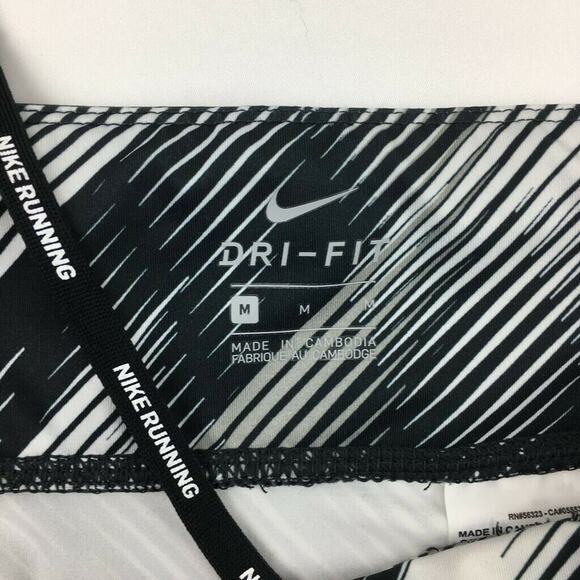 Nike Womens Capri Pants Black White Diagonal Stripes Stretch Running Dri-Fit M - Picture 7 of 12